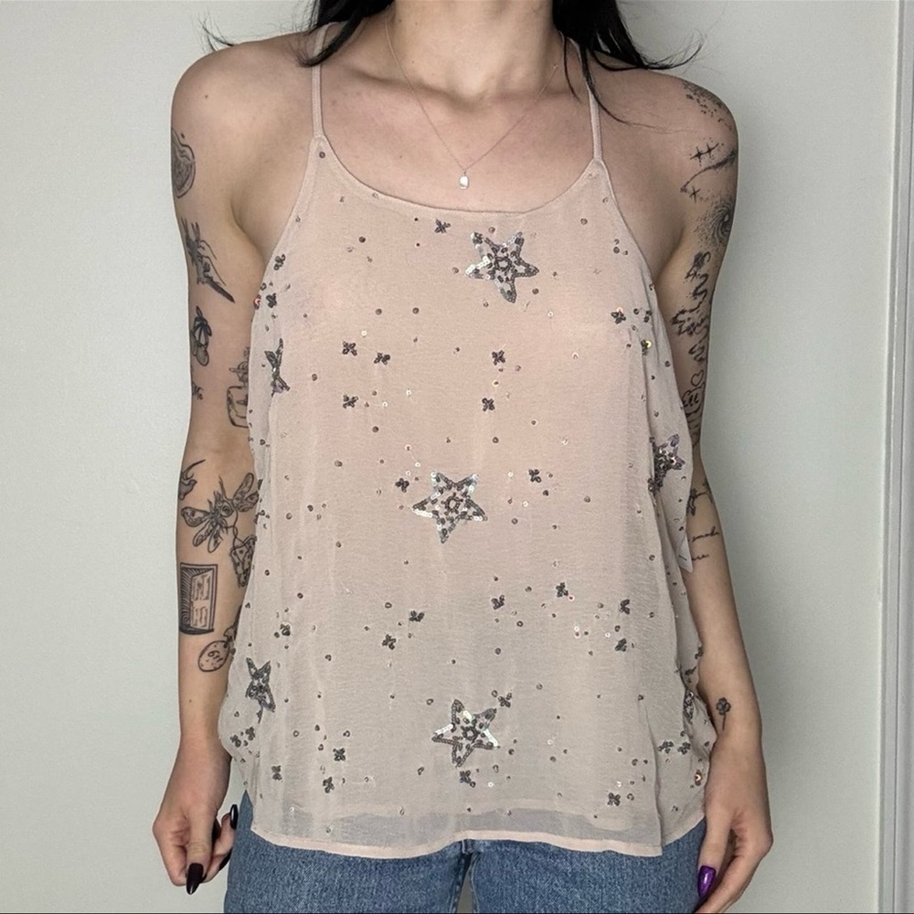 Free People Starry Embellished Camisole in Cream